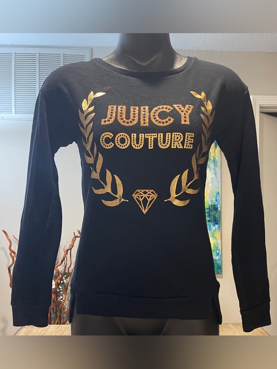 Juicy Couture Sweaters - Juicy Couture Black Sweatshirt with Gold Laurel Logo, Size Small